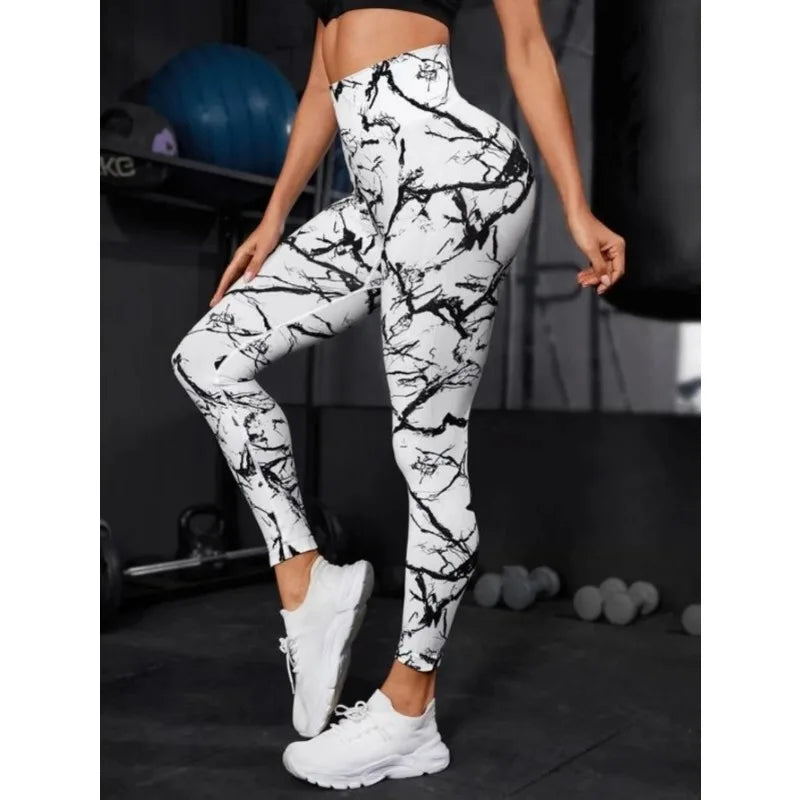 Seamless High-Waist Tie-Dye Leggings for Women – Fitness Sports Running Yoga Pants with Hip Lifting Elastic Knitting Style Heaven