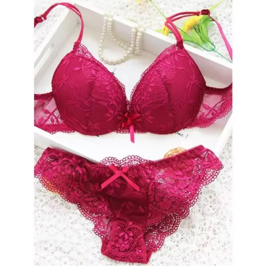Sexy Lace Lingerie Set – Comfortable Solid Color Bra & Panty Suit for Women