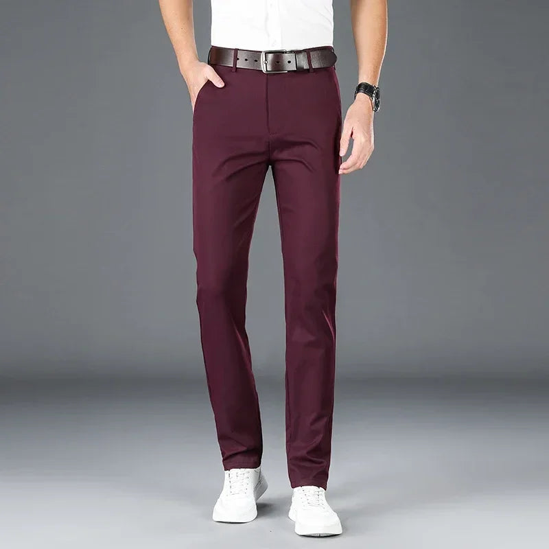 2024 Men's Business Casual Suit Pants – Elastic Straight-Leg Formal Trousers for Office & Events Style Heaven
