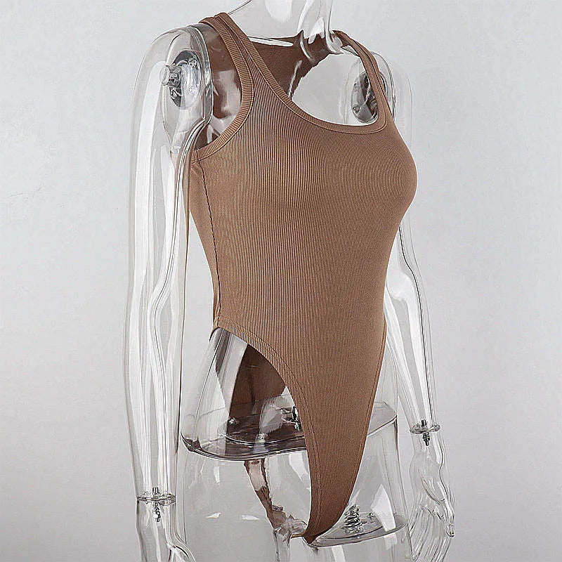 Hot Summer Sleeveless Knit Bodysuit – Sexy Off-Shoulder Halter Top for Women Clubwear - Style Heaven