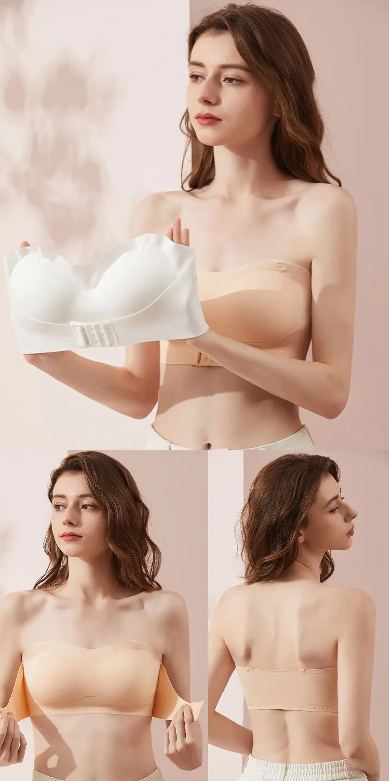 Seamless Strapless Push-Up Bra – Breathable Wireless Tube Top for Women, Invisible Wedding Brassiere Style Heaven