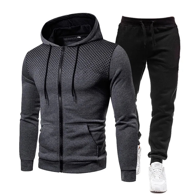 Men’s Solid Color Fleece Sweater & Jogger Pants Set – Casual Zipper Hoodie & Sweatpants Sportswear (Autumn/Winter Collection) Style Heaven
