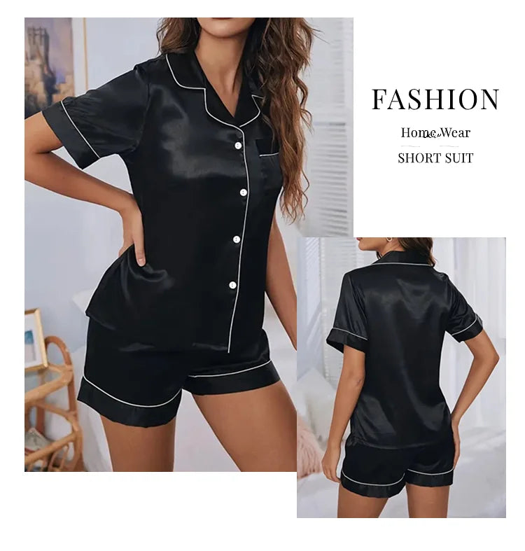 Silk Satin Pajama Set – Elegant 2-Piece Button-Down Sleepwear Style Heaven
