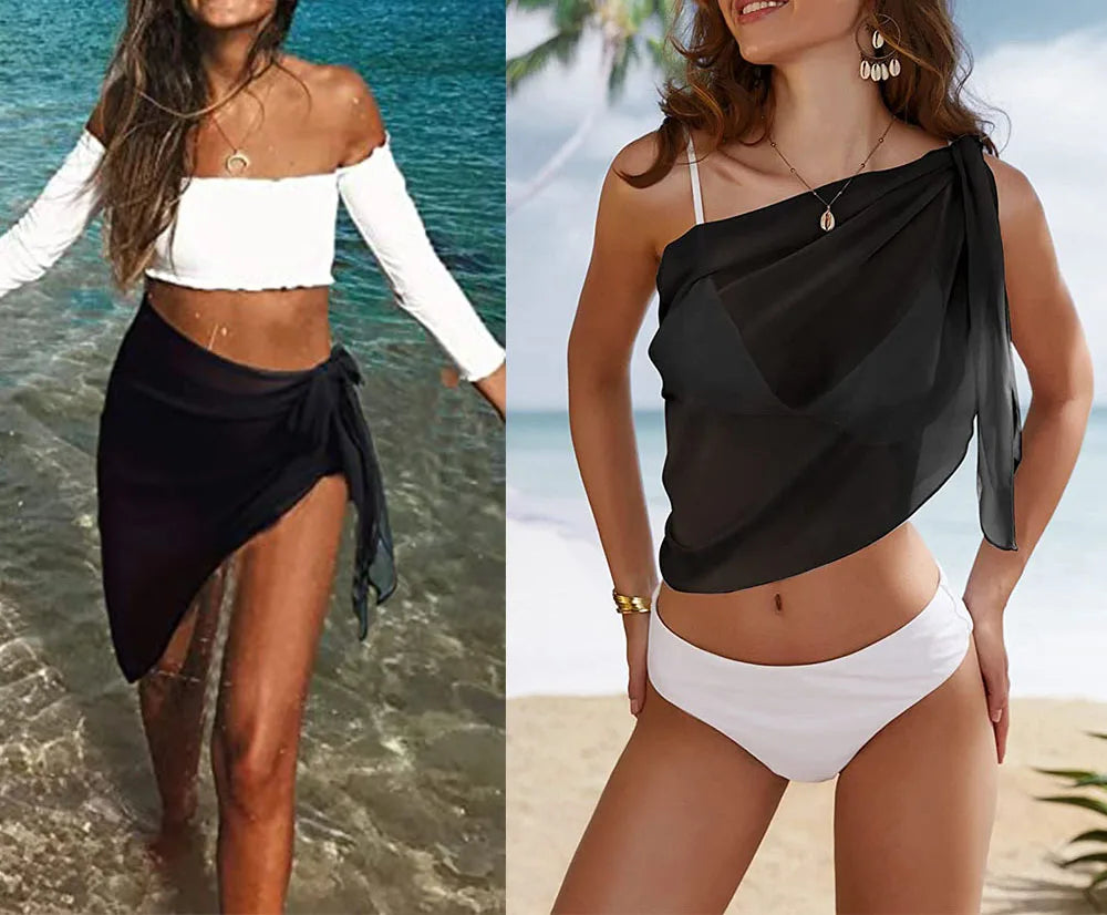 Women’s Short Sarong Swimsuit Coverup – Sheer Chiffon Beach Wrap Skirt for Swimwear Style Heaven