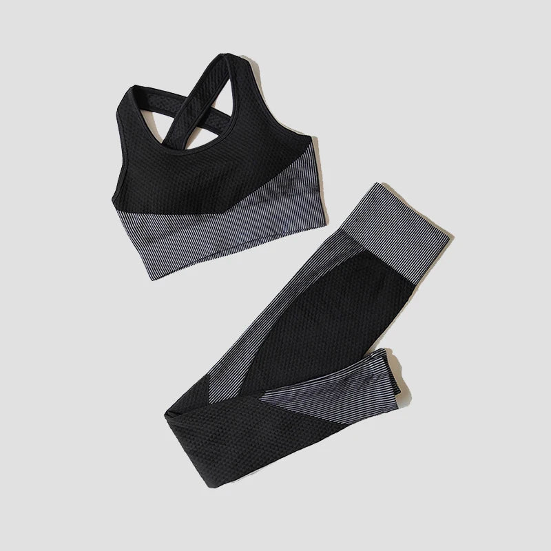 2/3Pcs Women’s Seamless Yoga Suit – Knitted Leggings & Zipper Crop Top Fitness Sportswear Gym Set Style Heaven