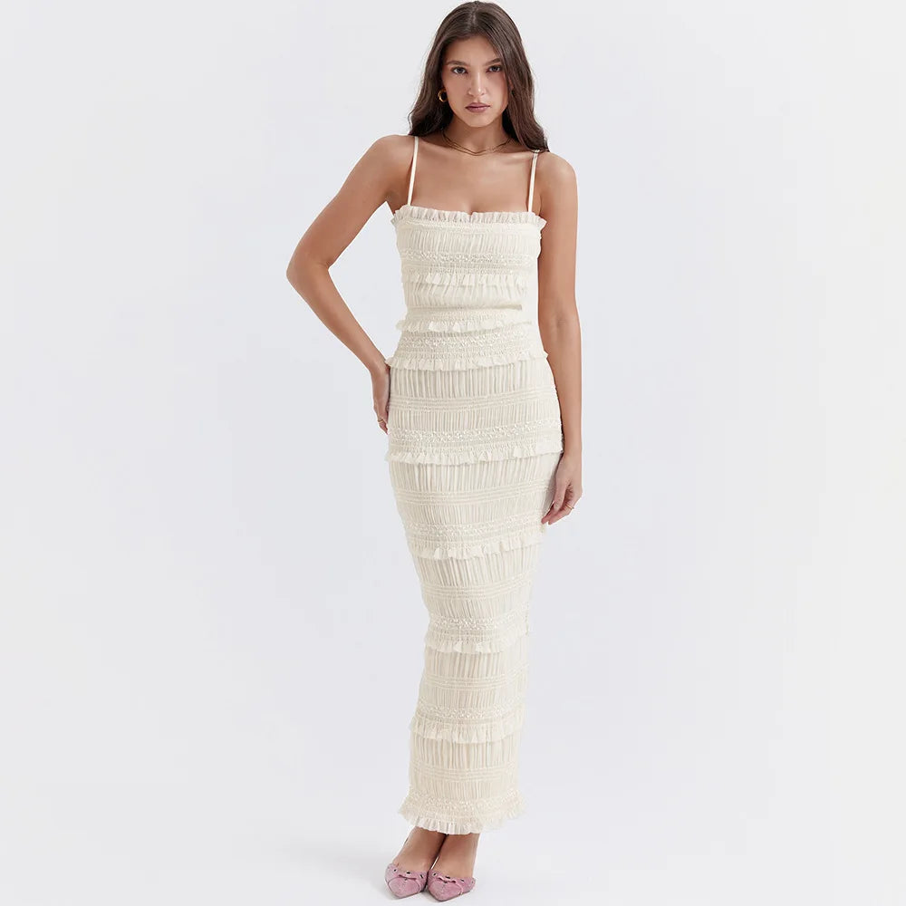 Suninheart Summer Maxi Spaghetti Strap Wedding Bride Dress – Elegant Formal Occasion Slim Fit Party Evening Gown for Women Style Heaven