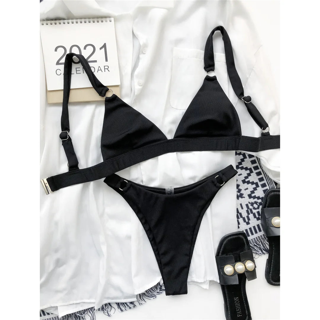 Sexy High Leg Cut Ribbed Bikini – Padded Two-Piece Swimsuit for Women – Chic Bathing Suit for Pool & Beach Style Heaven