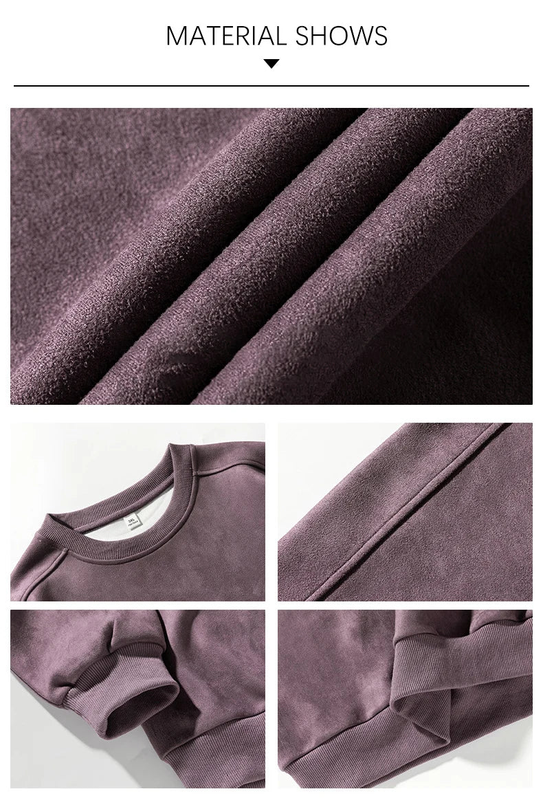 Men’s Purple Suede Sweatshirt – Baggy O-Neck Casual Long Sleeve Top for Autumn & Winter 2025 - Style Heaven