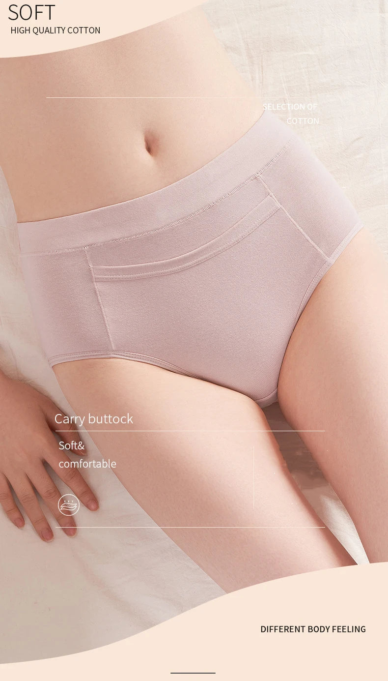 3-Pack High-Waist Menstrual Panties – Leak-Proof Cotton Period Briefs for Women