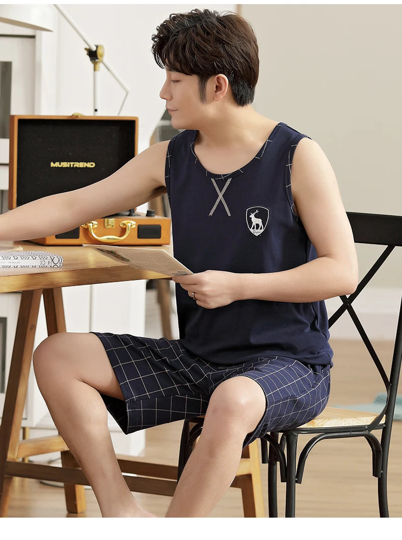 Men's Plus-Size Summer Pajama Set – Short Sleeve & Shorts Sleepwear Style Heaven