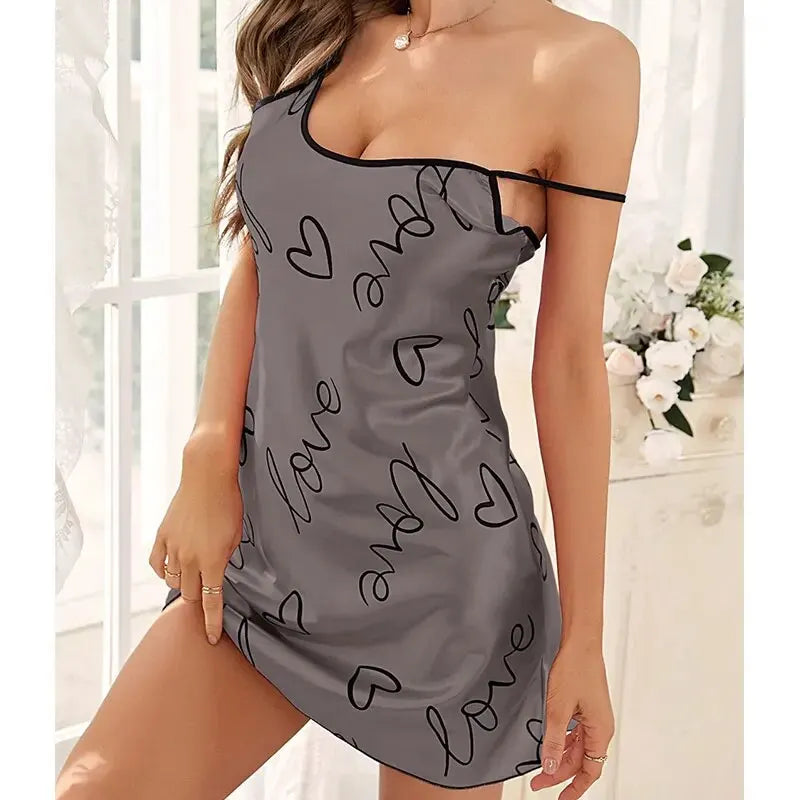 Women’s Sexy Criss-Cross Nightdress – Heart Print Sleeveless Sleepwear Style Heaven