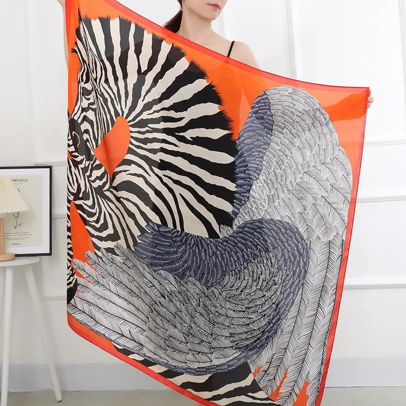 Large Imitation Silk Travel Scarf | 110x110cm Beach Sarong Wrap | Bikini Cover-Up for Women - Style Heaven