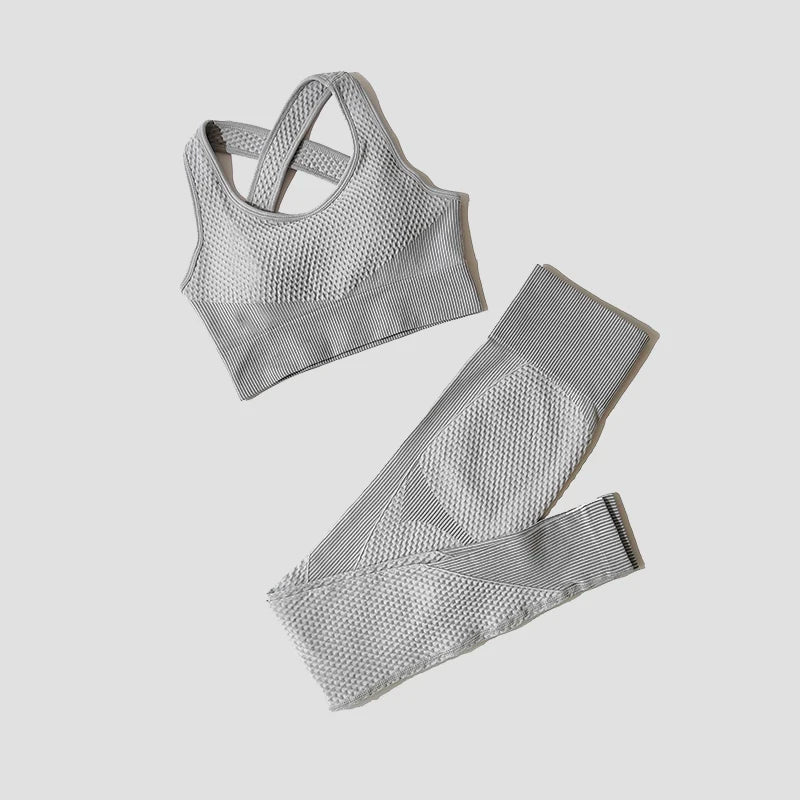 2/3Pcs Women’s Seamless Yoga Suit – Knitted Leggings & Zipper Crop Top Fitness Sportswear Gym Set Style Heaven