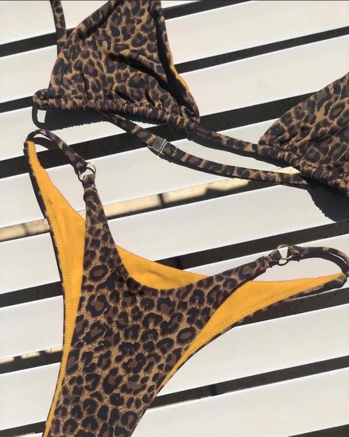 2024 Micro Leopard Bikini – High Cut Bandage Push-Up Swimsuit, Sexy Thong Swimwear for Beach Vacation Style Heaven
