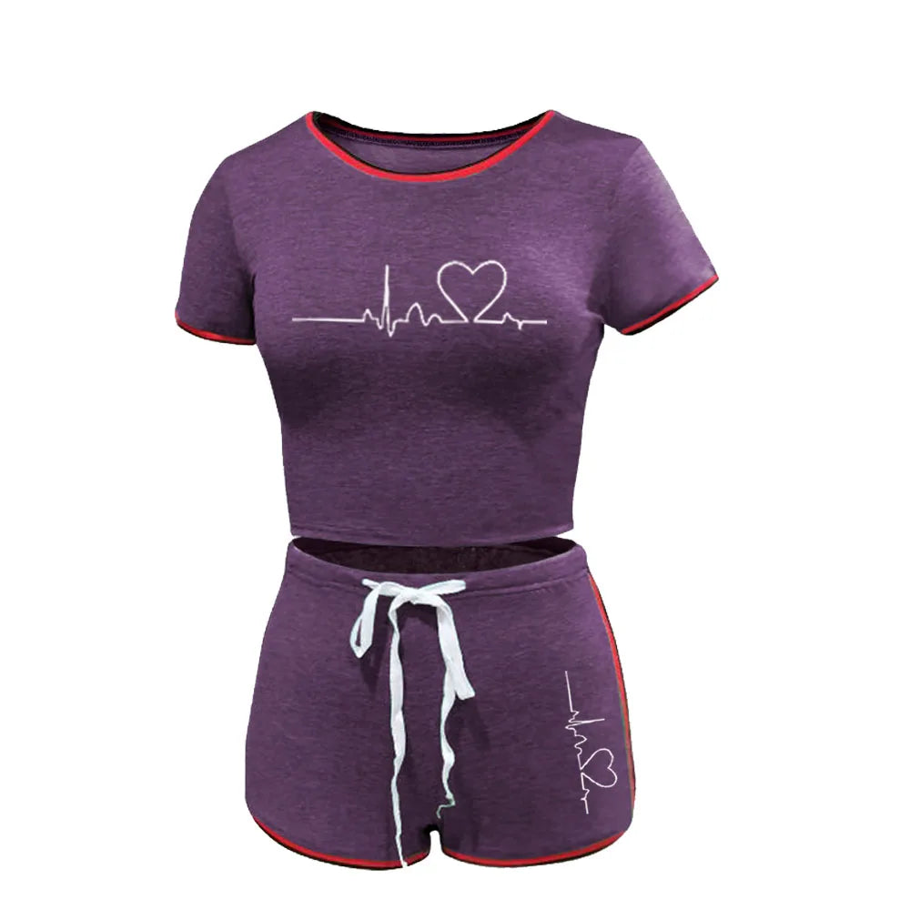 Women’s Summer Personality Tracksuit – Short Sleeve Cropped T-Shirt & Shorts Pajama Set Style Heaven