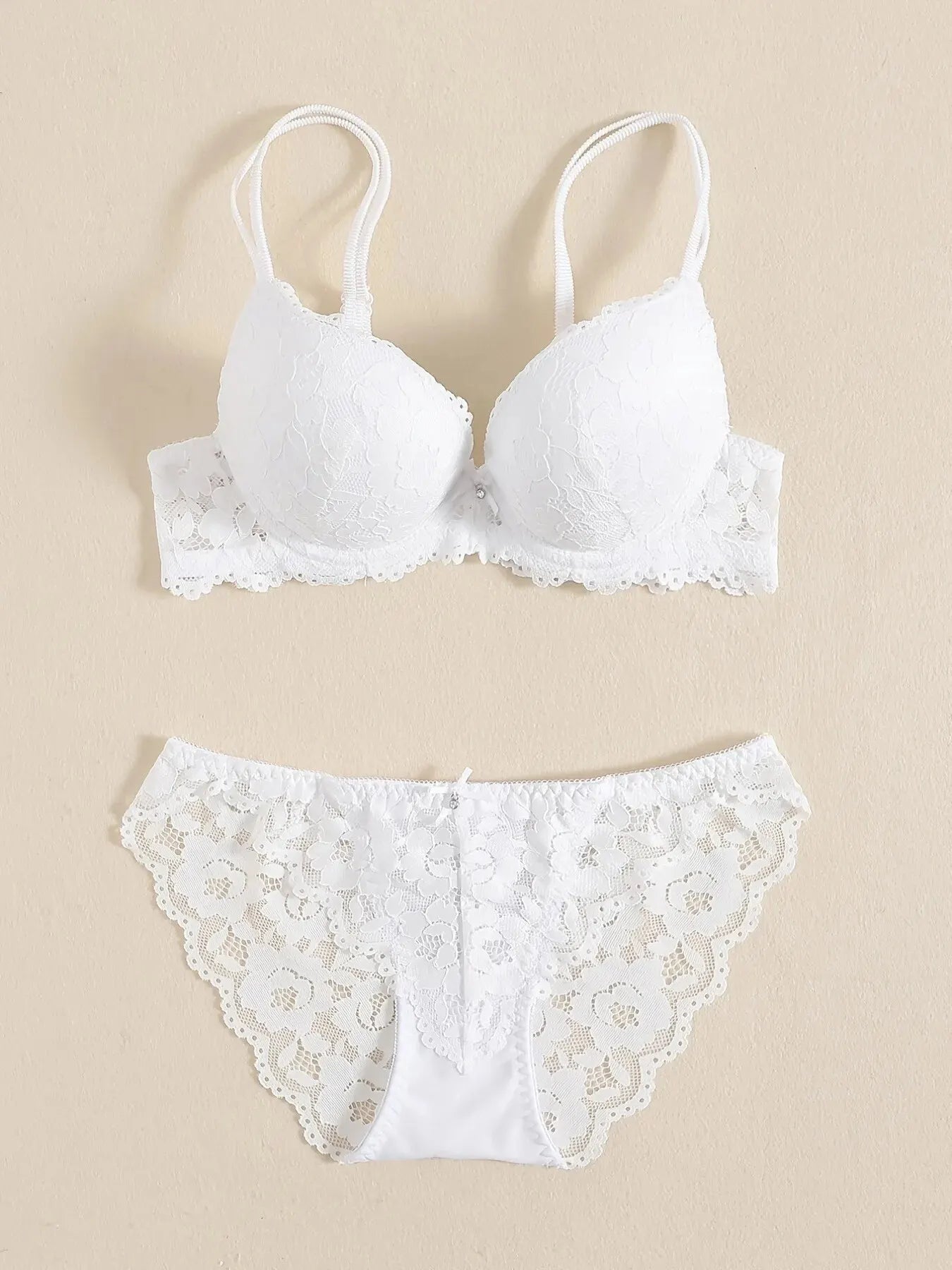 Elegant Lace Embroidery Lingerie Set – Push-Up Bra & Sheer Panty, Breathable Fabric, Perfect for Valentine's Day Style Heaven