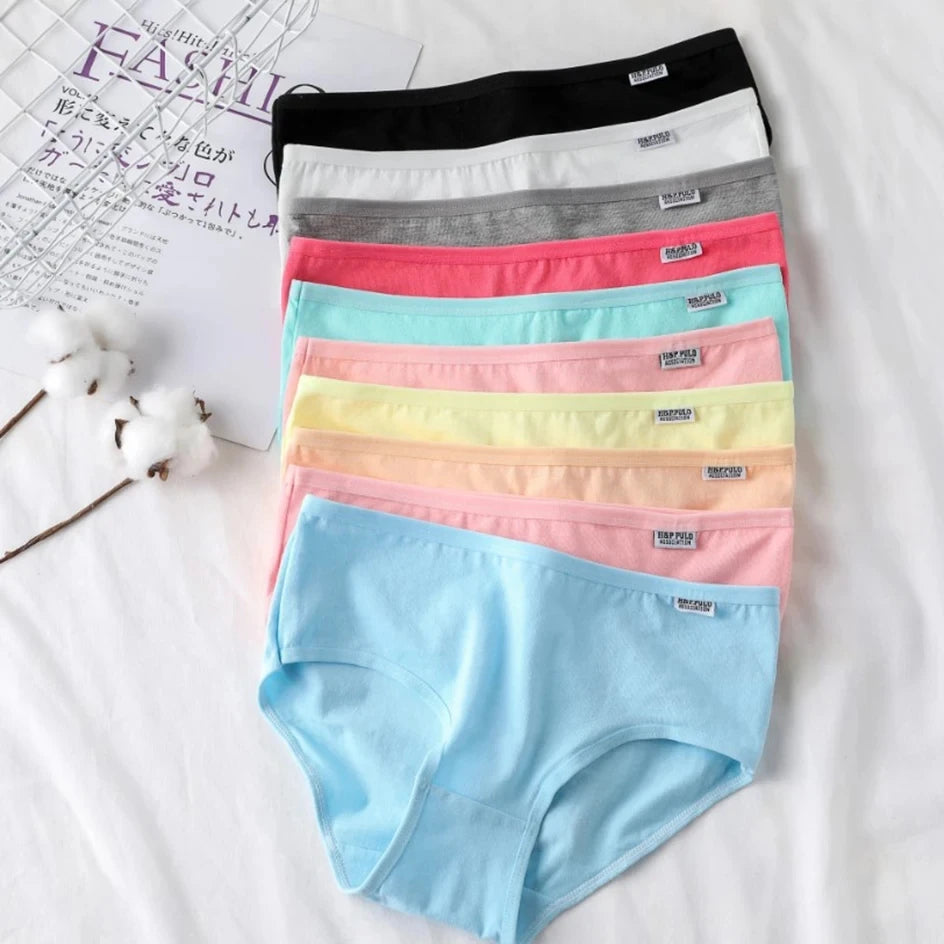 7PCS Candy Color Cotton Panties – Women's Breathable Mid-Waist Underwear Set, Soft & Comfortable Plus-Size Briefs Style Heaven