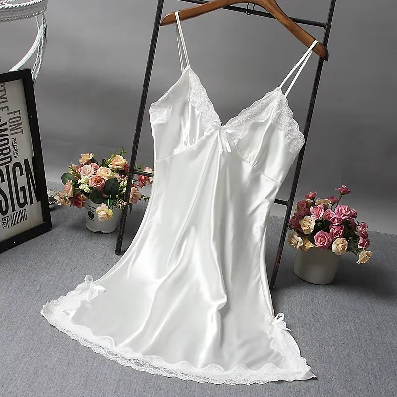 Women's Heart & Letter Print Nightdress – Sexy Lettuce Trim Slip Sleepwear Style Heaven