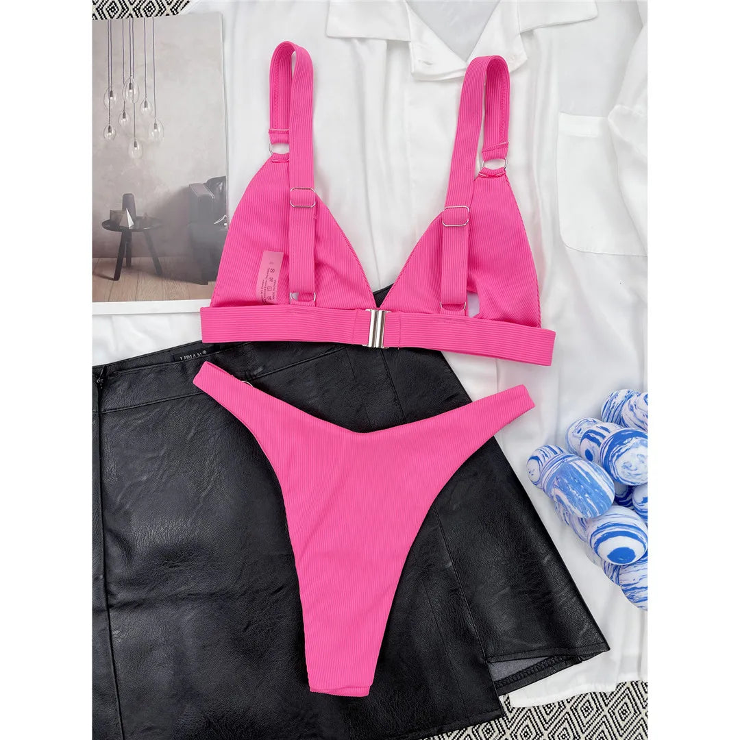 Sexy High Leg Cut Ribbed Bikini – Padded Two-Piece Swimsuit for Women – Chic Bathing Suit for Pool & Beach Style Heaven