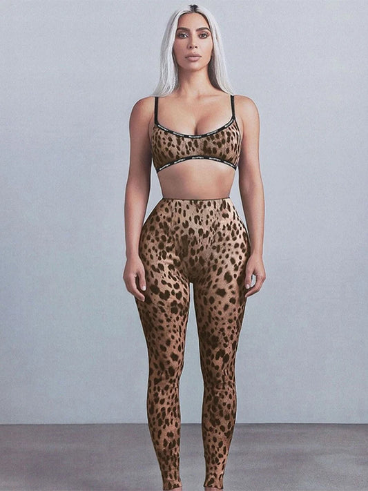 Women's 2-Piece Summer Sporty Set – Camisole Crop Top & High-Waist Leggings Style Heaven