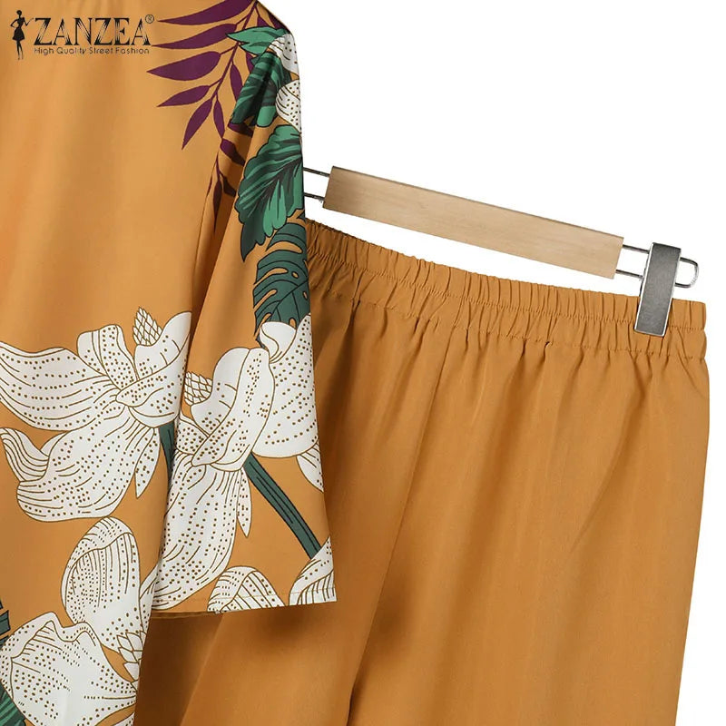 2-Piece Floral Blouse & Pants Set – Elegant Office & Summer Outfit for Women Style Heaven