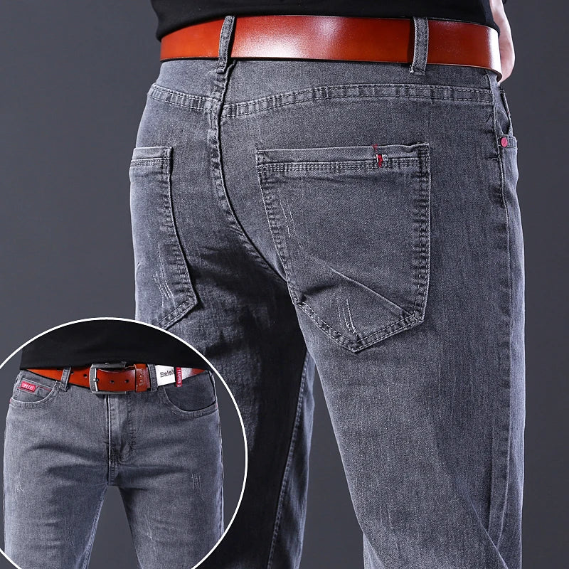 2024 Men’s Fashion Korean Style Straight-Leg Grey Denim Jeans Style Heaven