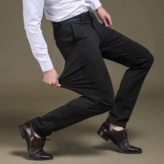Men’s Summer Business Casual Suit Pants – Elastic Waist, Straight Fit Formal Trousers (Plus Size 28-40) - Style Heaven