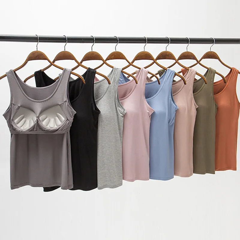 2025 Women’s Slim Fit Padded Tank Top – Built-In Bra Vest, Casual Sexy Underlay Shirt Style Heaven