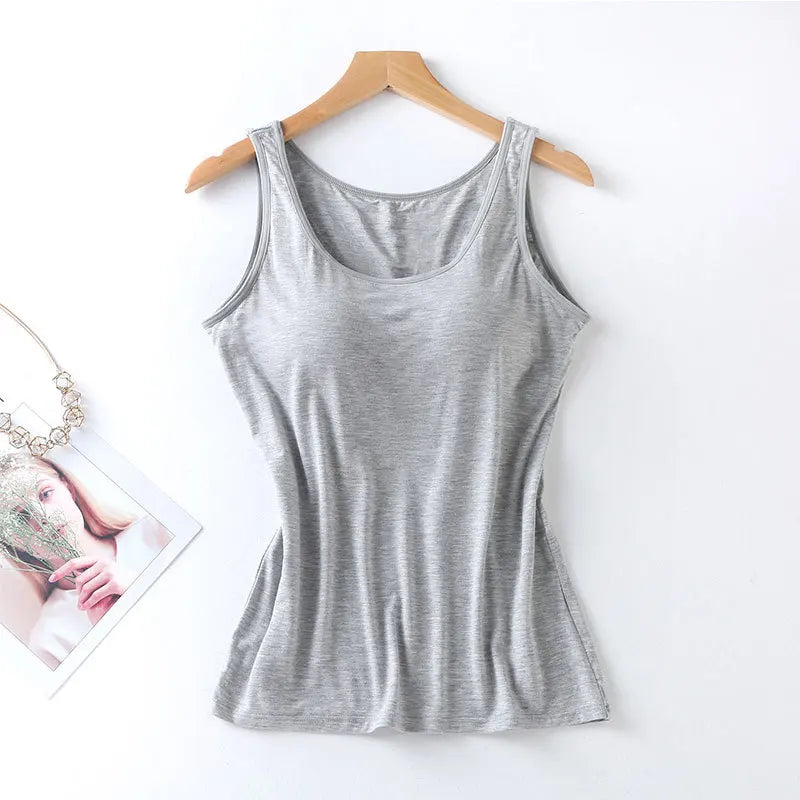 2025 Women’s Slim Fit Padded Tank Top – Built-In Bra Vest, Casual Sexy Underlay Shirt Style Heaven