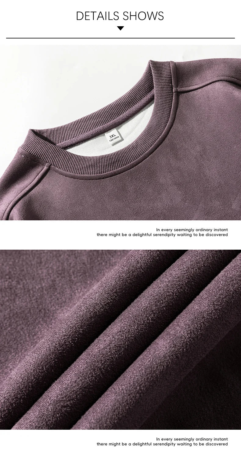 Men’s Purple Suede Sweatshirt – Baggy O-Neck Casual Long Sleeve Top for Autumn & Winter 2025 - Style Heaven