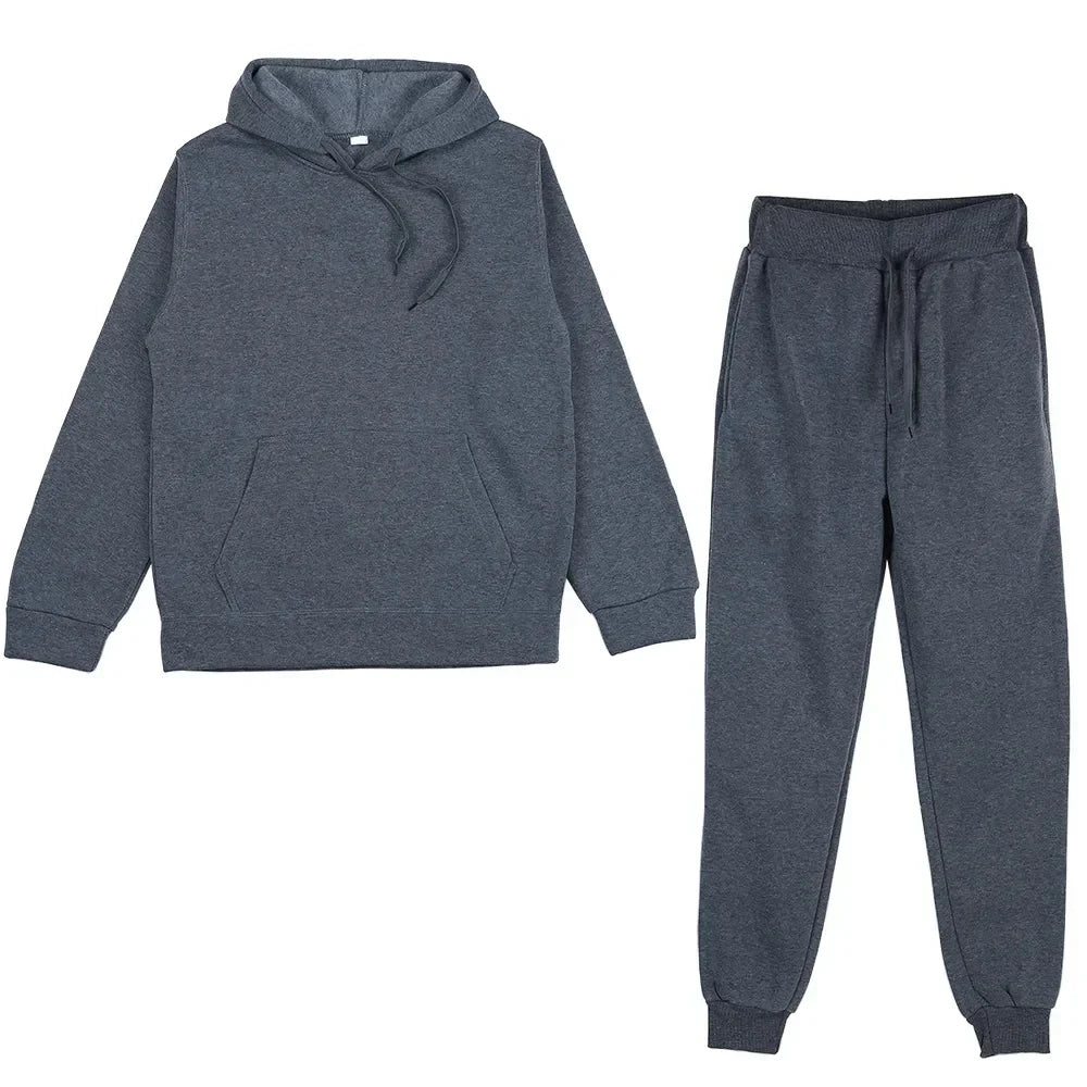 Unisex Casual Tracksuit Set – Hoodie & Sweatpants 2-Piece Warm Jogging Suit Style Heaven