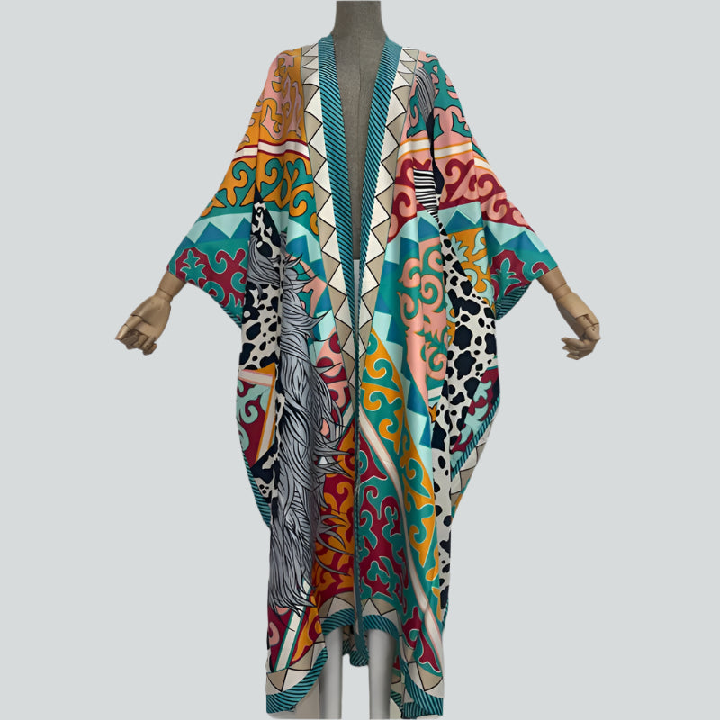 Elegant Women’s Boho Kaftan Kimono | Colorful Beachwear Cardigan | Summer Party Holiday Cover-Up - Style Heaven