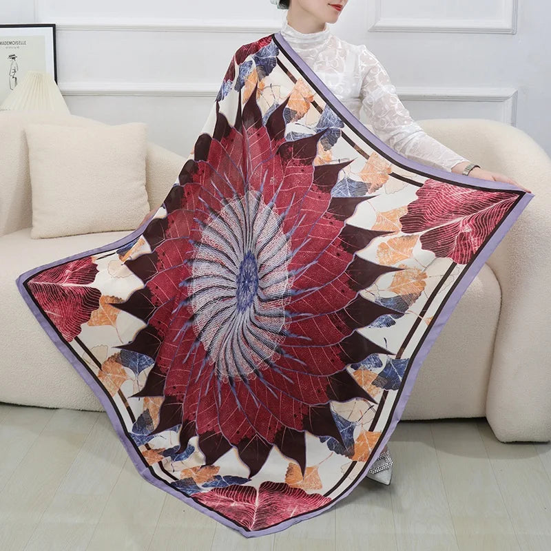 Large Imitation Silk Travel Scarf | 110x110cm Beach Sarong Wrap | Bikini Cover-Up for Women - Style Heaven