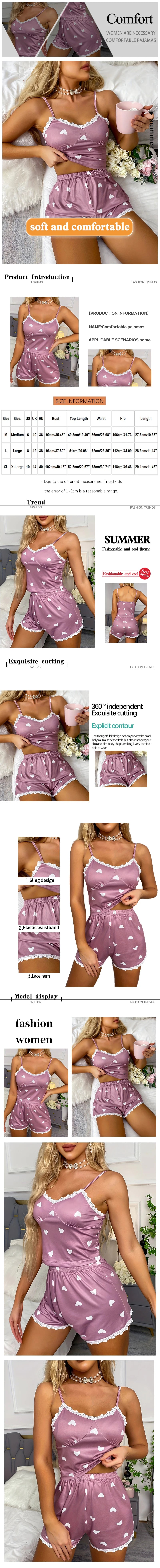 Elegant Lace-Trim Pajama Set – 2-Piece Printed Sleepwear Style Heaven