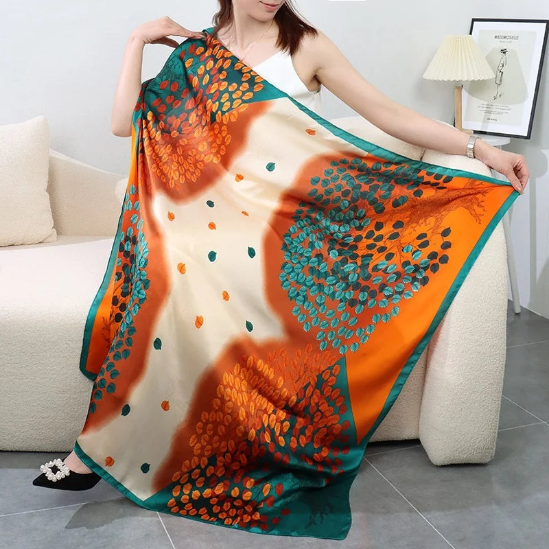 Large Imitation Silk Travel Scarf | 110x110cm Beach Sarong Wrap | Bikini Cover-Up for Women - Style Heaven