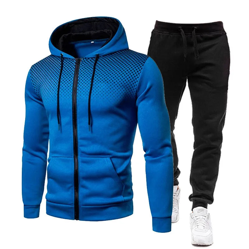 Men’s Solid Color Fleece Sweater & Jogger Pants Set – Casual Zipper Hoodie & Sweatpants Sportswear (Autumn/Winter Collection) Style Heaven