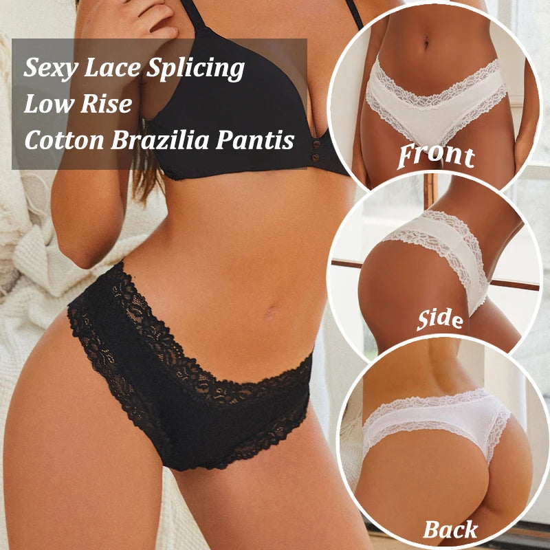 5-Pack Lace Seamless Cotton Panties – Ribbed Brazilian Style | S–XL Style Heaven