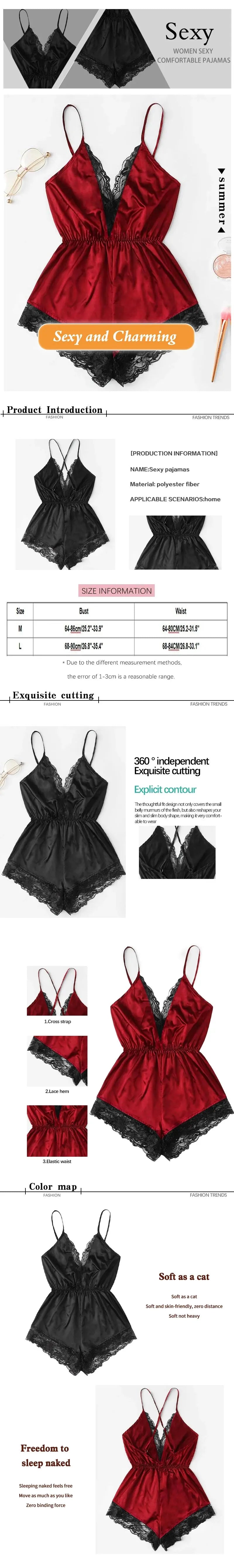 Sexy Lace Backless Pajama Set – V-Neck Bodysuit & Bow Shorts Style Heaven