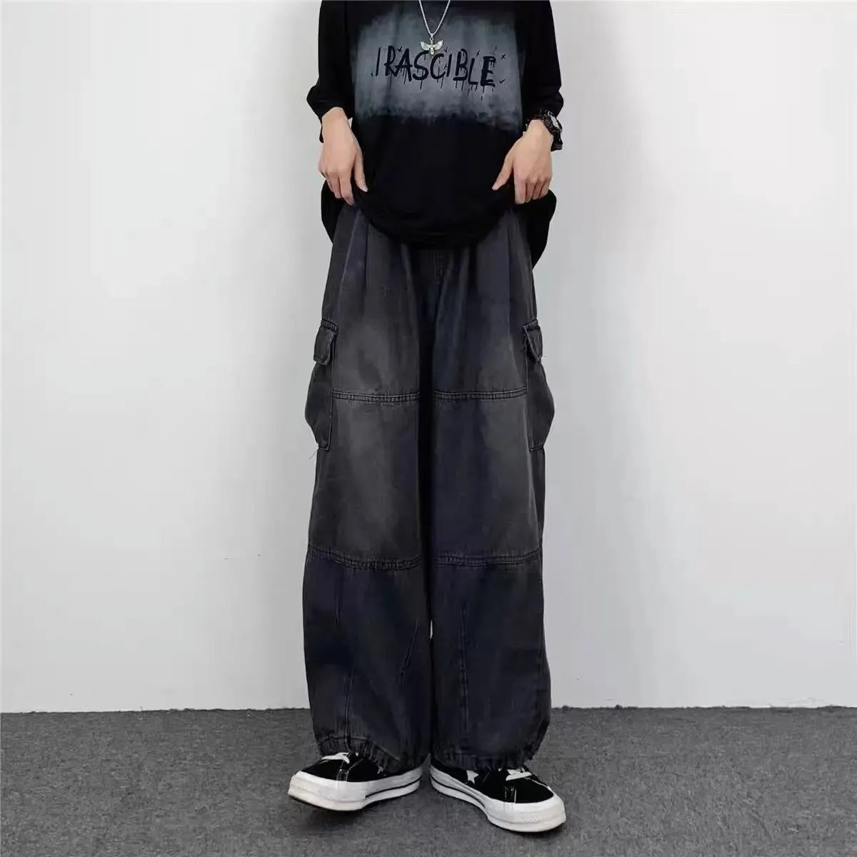 Spring & Autumn Vintage Wide-Leg Overalls – Big Pocket Y2K Loose Fit Hip-Hop Jeans Style Heaven