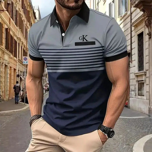 Men’s Color Block Short Sleeve Golf Shirt – Stylish Chest Pocket Polo for Summer - Style Heaven