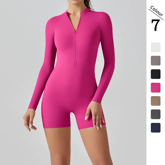 Women’s Zipper Tracksuit Jumpsuit – High Waist Yoga & Fitness Bodysuit Set Style Heaven