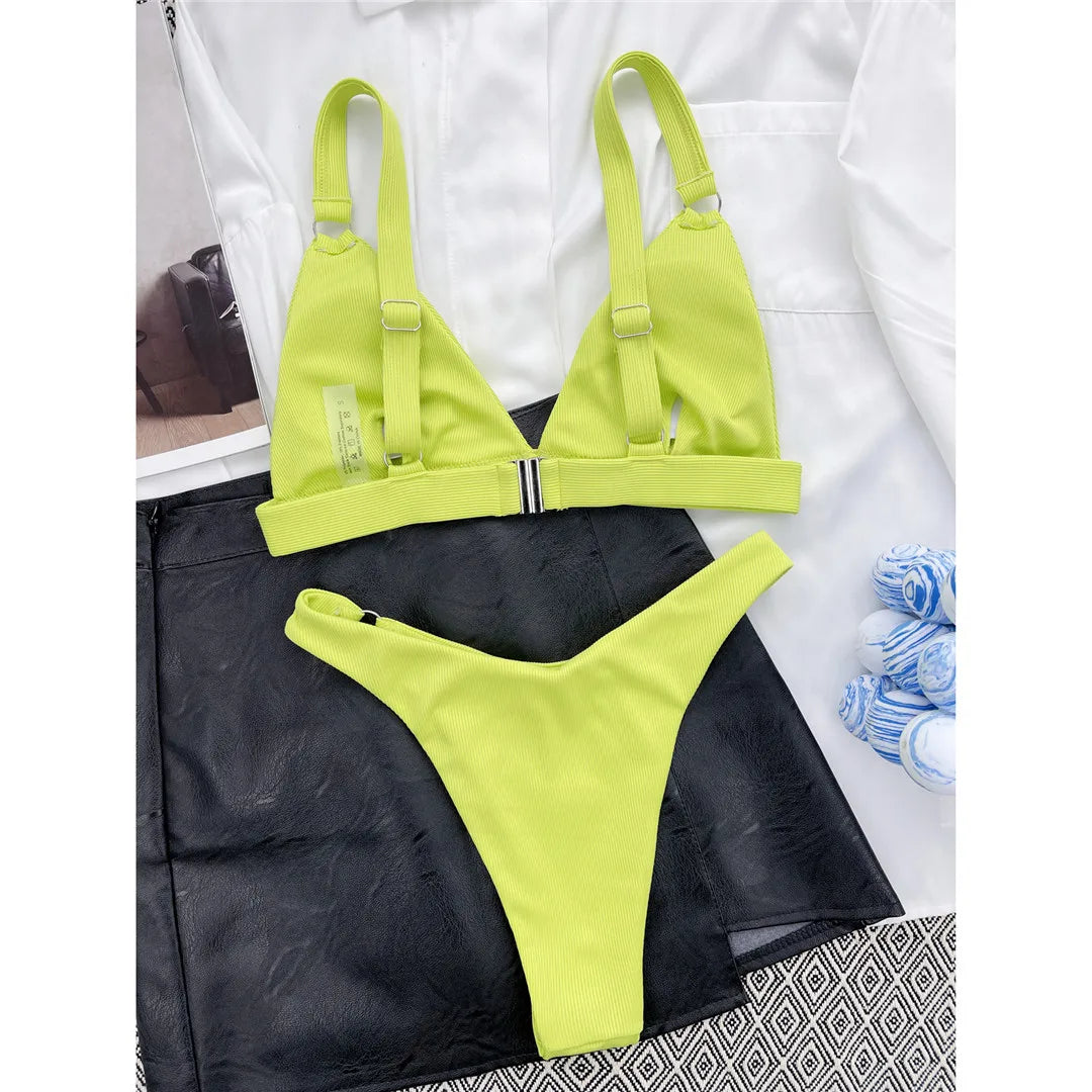 Sexy High Leg Cut Ribbed Bikini – Padded Two-Piece Swimsuit for Women – Chic Bathing Suit for Pool & Beach Style Heaven